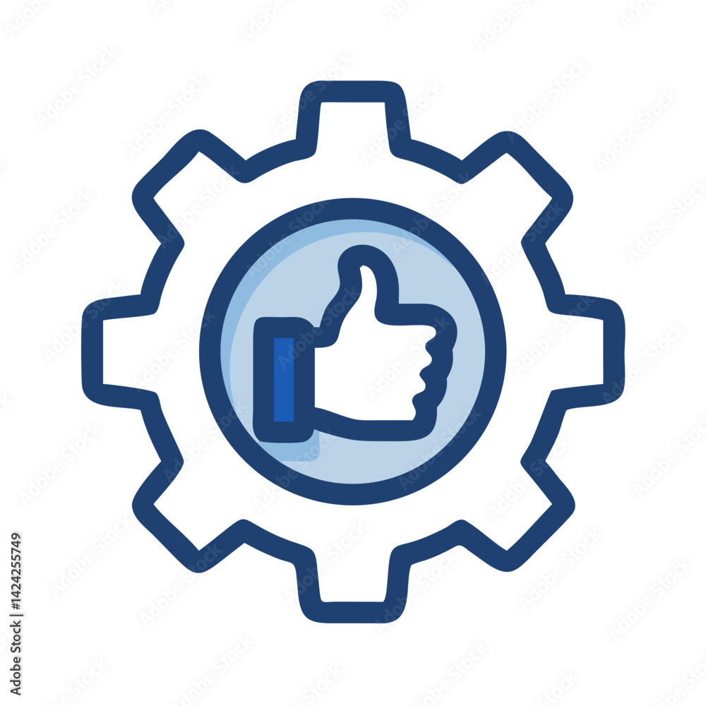 Gear with Thumb Icon Representing Optimized Technical Performance Gear with Thumb Icon Representing Optimized Technical Performance