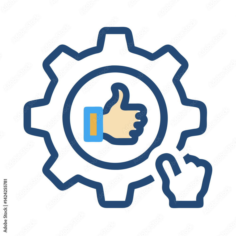 Gear with Thumb Icon Representing Optimized Technical Performance