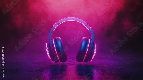 Neon Headphones: Immersive Audio Experience in a Vibrant, Modern Setting