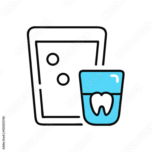 Glass of Water with Tablet Icon Representing Oral Medication Intake