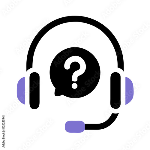 Headset with Question Icon Representing Live Audio Support