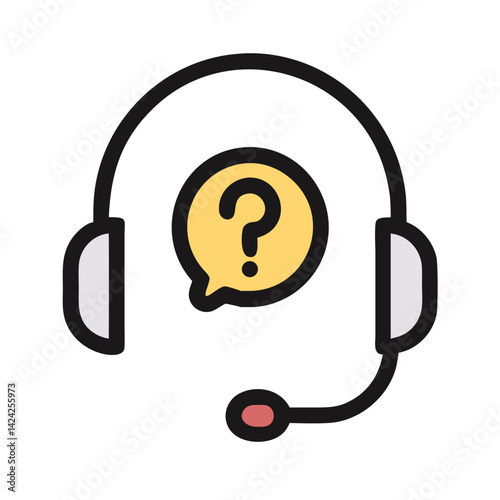 Headset with Question Icon Representing Live Audio Support