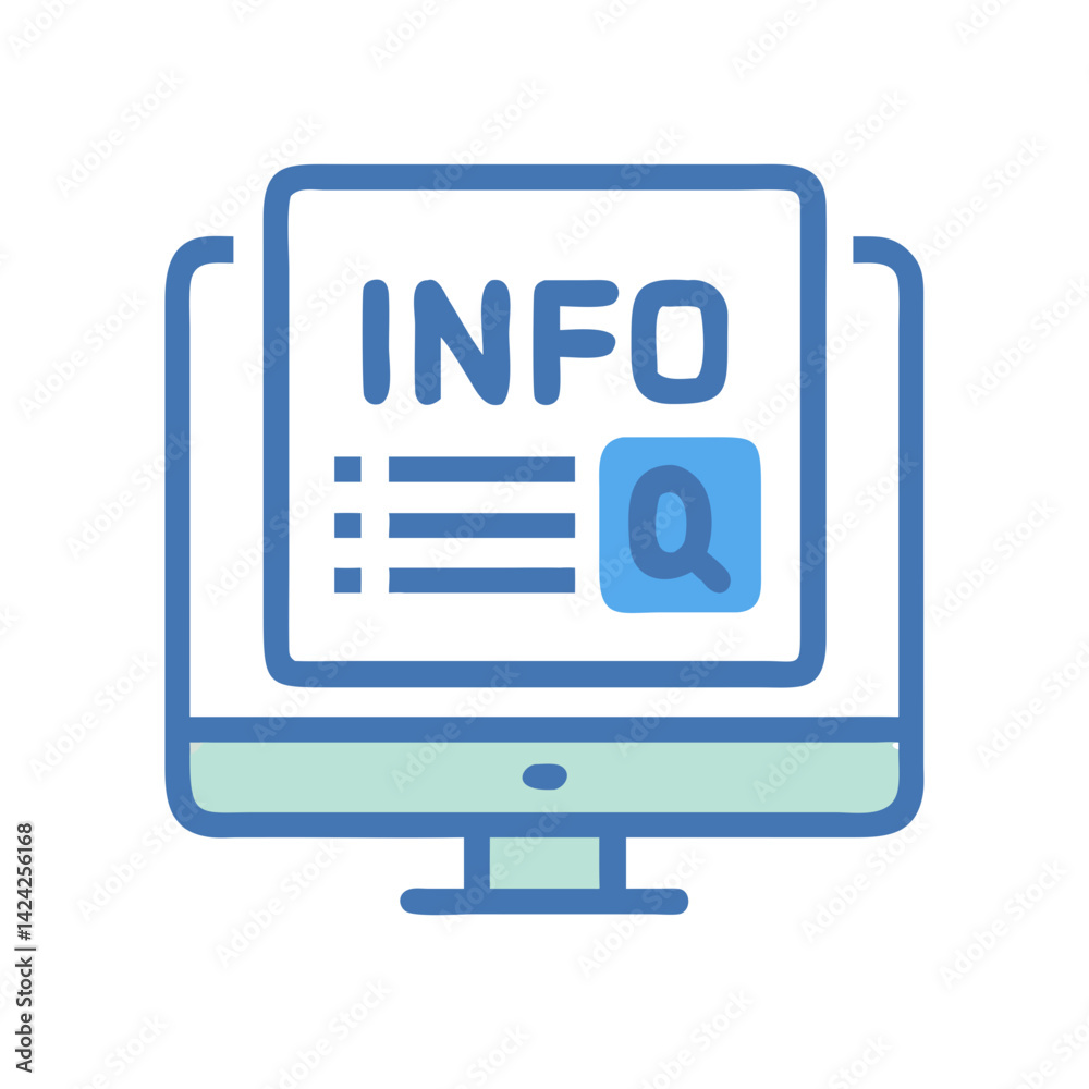 Information Pop-Up on Monitor Icon Representing Digital Help Notification Information Pop-Up on Monitor Icon Representing Digital Help Notification