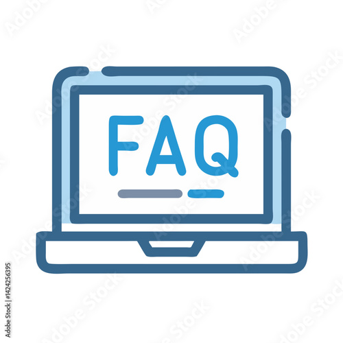 Laptop with FAQ Window Icon Representing Web-Based Help