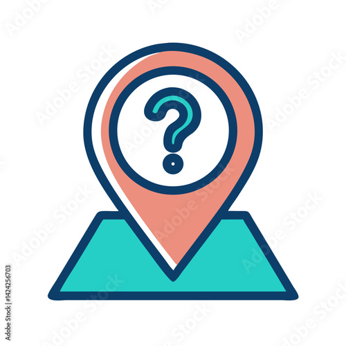 Map Pin with Question Icon Representing Support Location