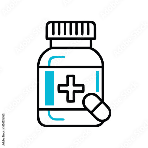 Medicine Bottle with Pill Icon Representing Prescribed Medication