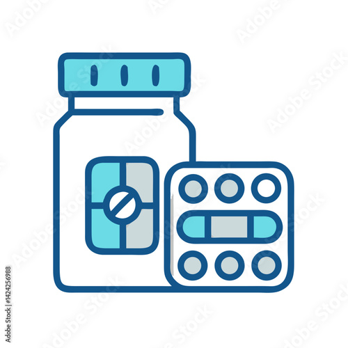 Medicine Container with Pills Icon Representing Oral Medication