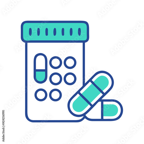 Medicine Container with Pills Icon Representing Oral Medication