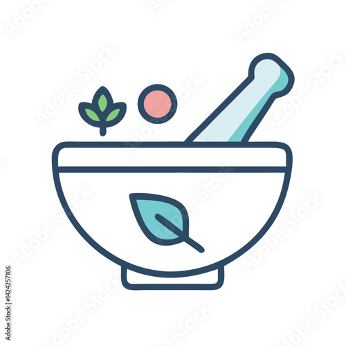 Mortar and Pestle Icon Representing Traditional Medicine Preparation