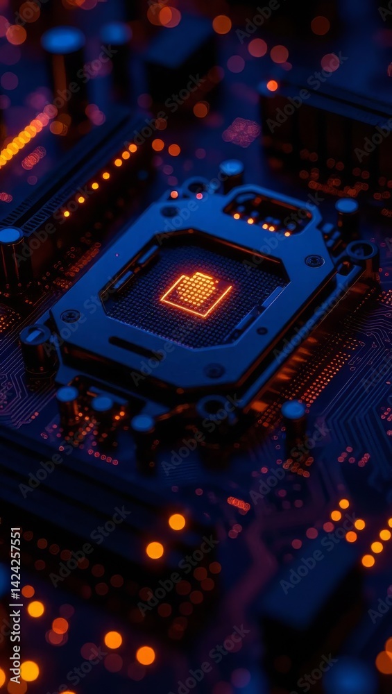 Fototapeta premium Close-up of a CPU on a Circuit Board