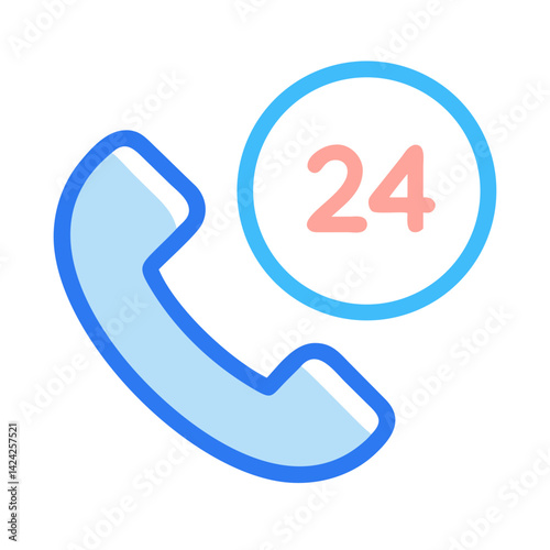 Phone with 24 Clock Icon Representing Round-the-Clock Support