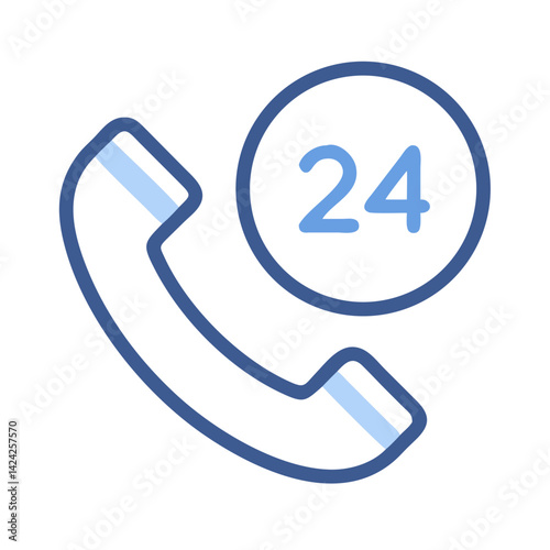 Phone with 24 Clock Icon Representing Round-the-Clock Support