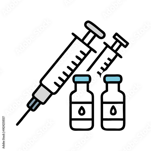 Syringe with Vials Icon Representing Vaccination