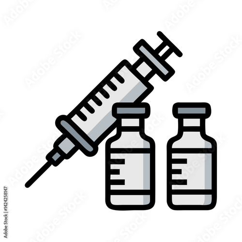 Syringe with Vials Icon Representing Vaccination