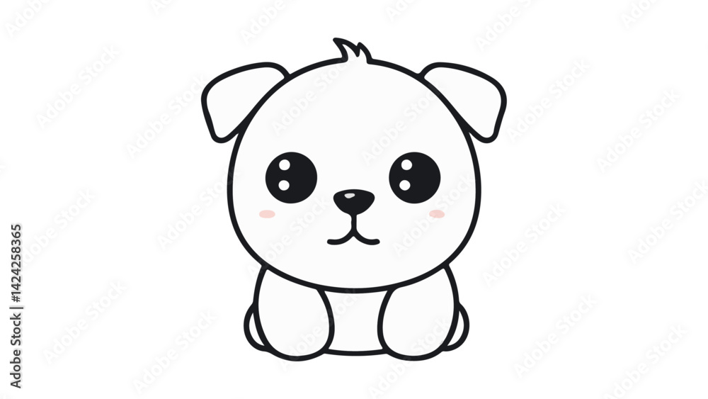 cute simple sitting dog vector illustration, very cute sitting puppy vector outline illustration cute simple sitting dog vector illustration, very cute sitting puppy vector outline illustration