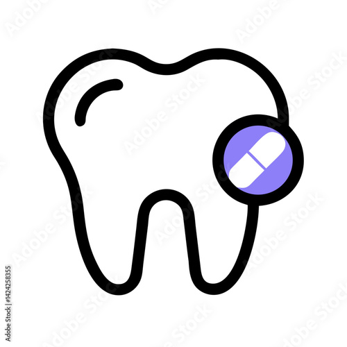 Tooth with Pill Icon Representing Dental Medication