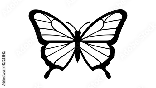 butterfly black shape isolated on white vector illustration