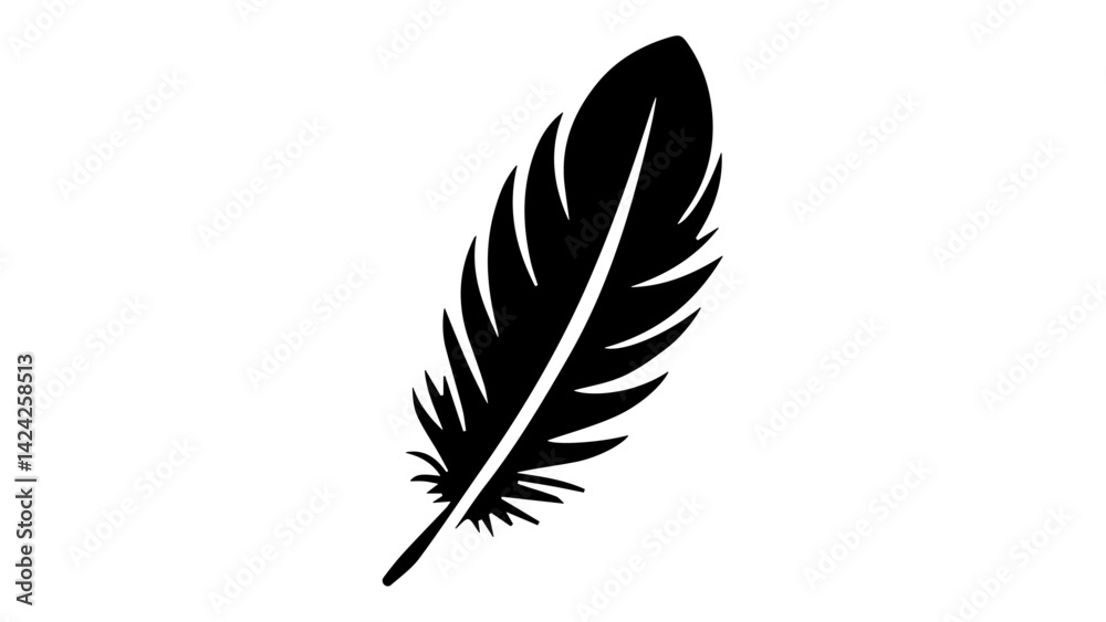 black feather shape icon isolated on white background black feather shape icon isolated on white background