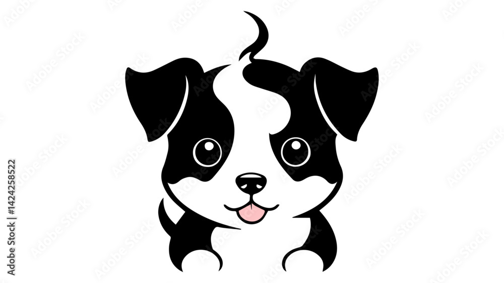 Obraz premium simple cute little puppy icon vector illustration