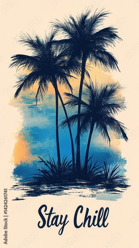 Obraz premium Tropical paradise stay chill graphic design.