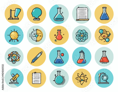 Science Teaching & Reasoning Doodle Style Vector Icon Set