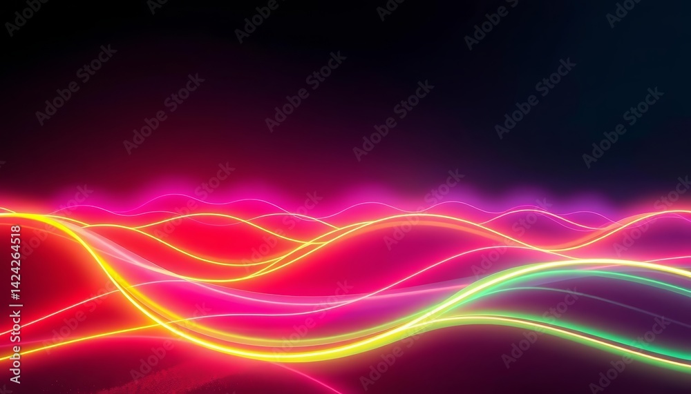 Vibrant neon waves flow across a dark, abstract landscape, glowing with energetic light, flow, dynamic Vibrant neon waves flow across a dark, abstract landscape, glowing with energetic light, flow, dynamic