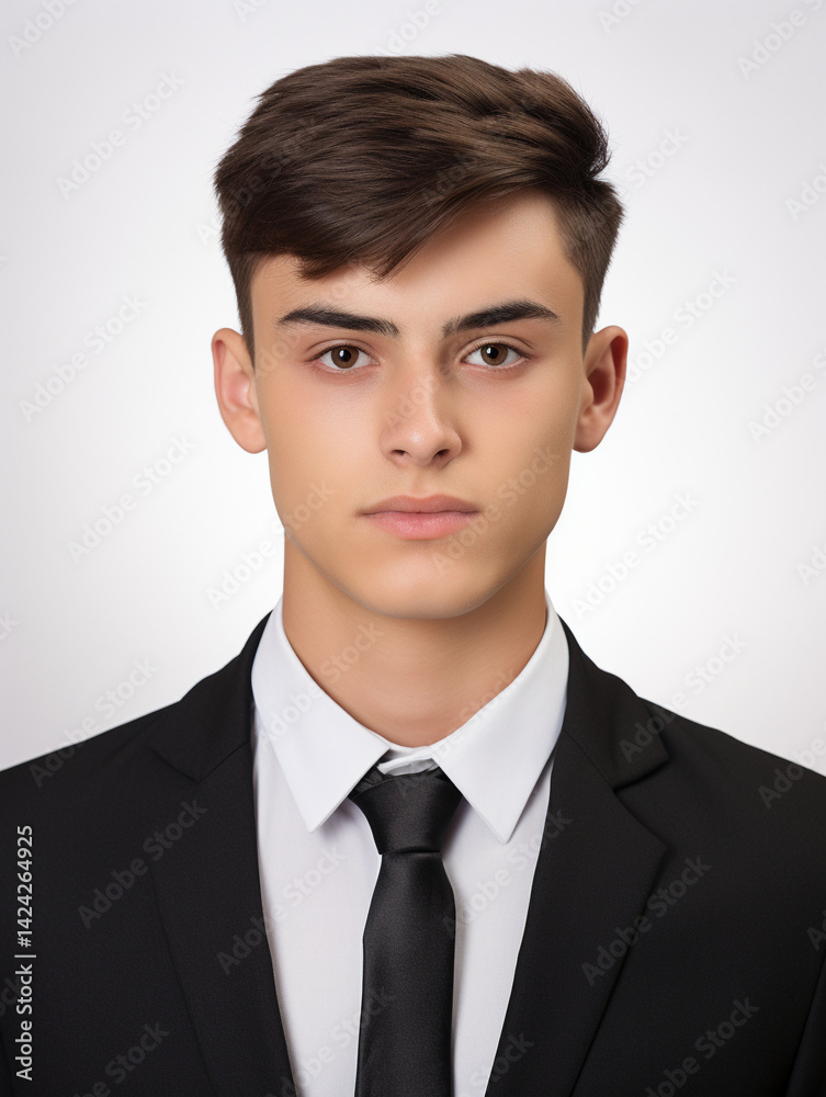 Teenage Boy Passport and ID Photo with Simple Background Teenage Boy Passport and ID Photo with Simple Background