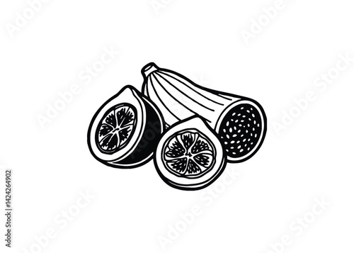 Silhouette of fig rolls isolated on a white background