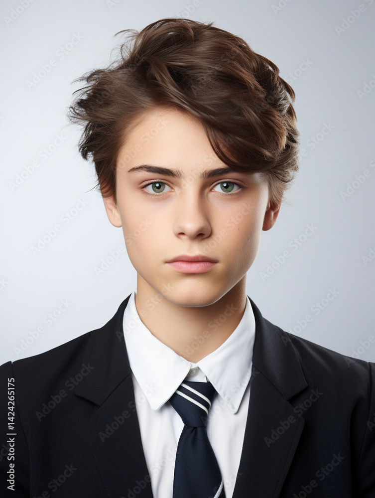Teenage Boy Passport and ID Photo with Simple Background Teenage Boy Passport and ID Photo with Simple Background