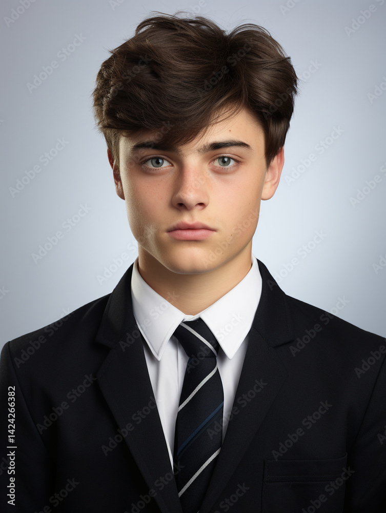 Teenage Boy Passport and ID Photo with Simple Background Teenage Boy Passport and ID Photo with Simple Background
