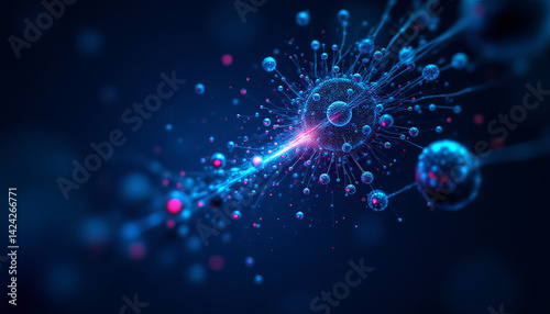 Wallpaper Mural Abstract molecular structure with glowing particles and connections, representing data storage Torontodigital.ca