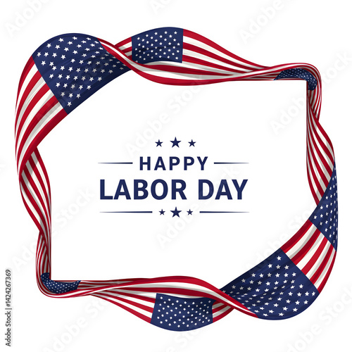 Celebrate Labor Day with this vector illustration featuring a USA flag frame design.