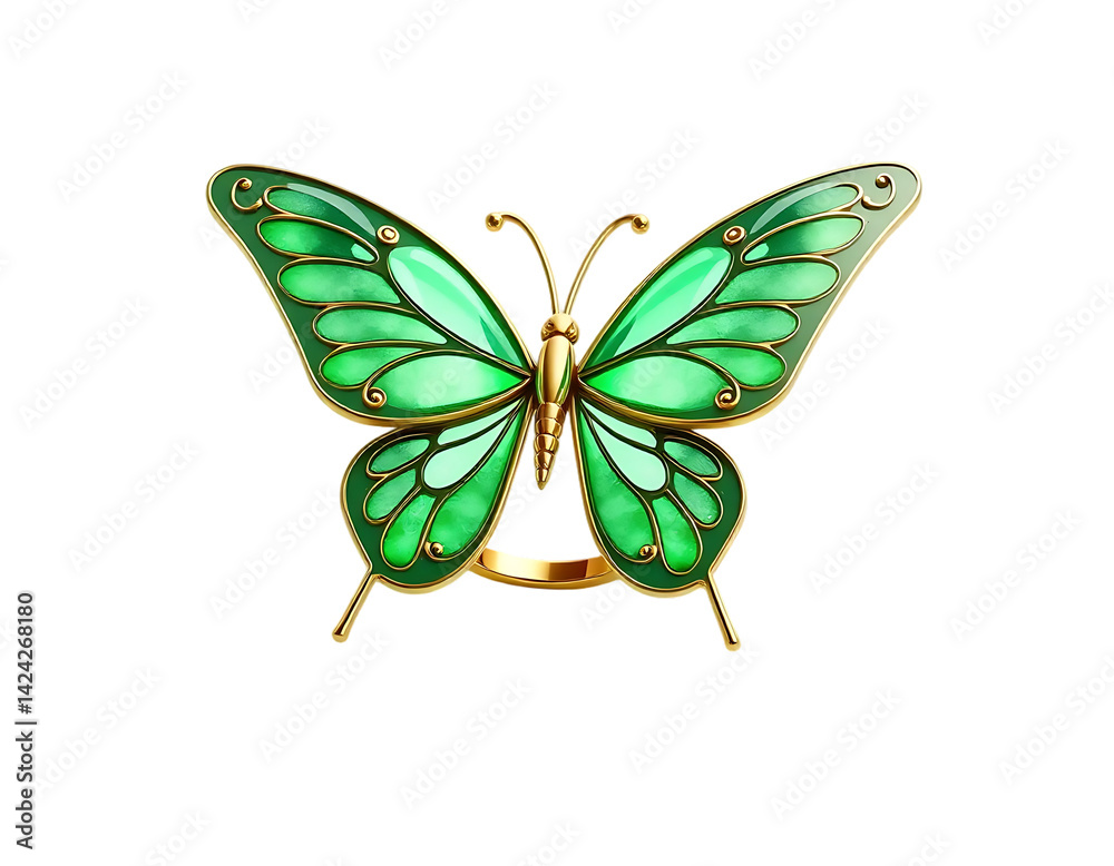 Emerald and Gold Butterfly Ring Emerald and Gold Butterfly Ring