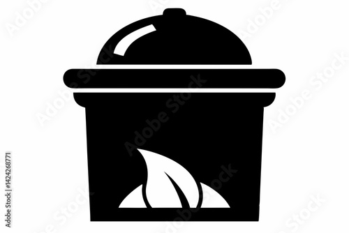 Compost Bin Black and White Silhouette Vector Illustration
