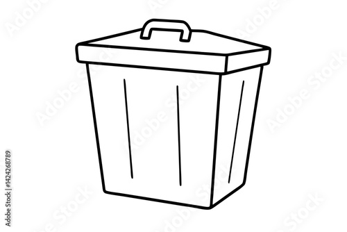 Compost Bin Line Art Vector Illustration