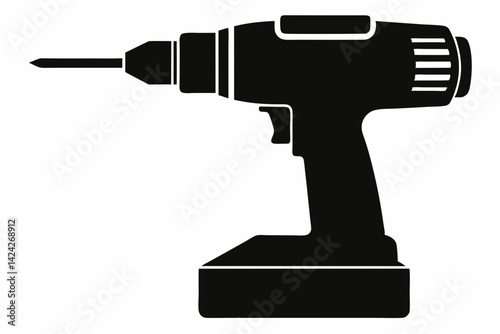 Cordless Screwdriver Silhouette Vector Illustration