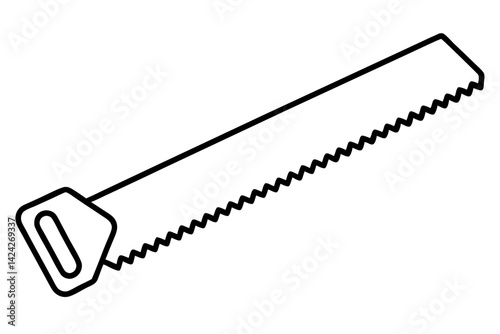 Hand Saw Line Art Vector Illustration