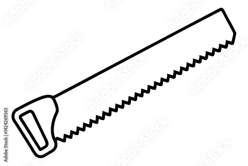 Hand Saw Line Art Vector Illustration