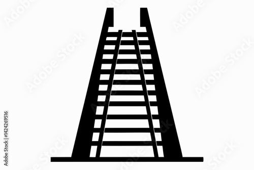 Ladder Black and White Silhouette Vector Illustration