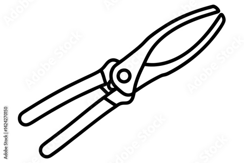 Pruning Shears Line Art Vector Illustration