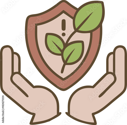 Hands holding a green tree with leaf symbolize nature, eco-care, and environmental growth