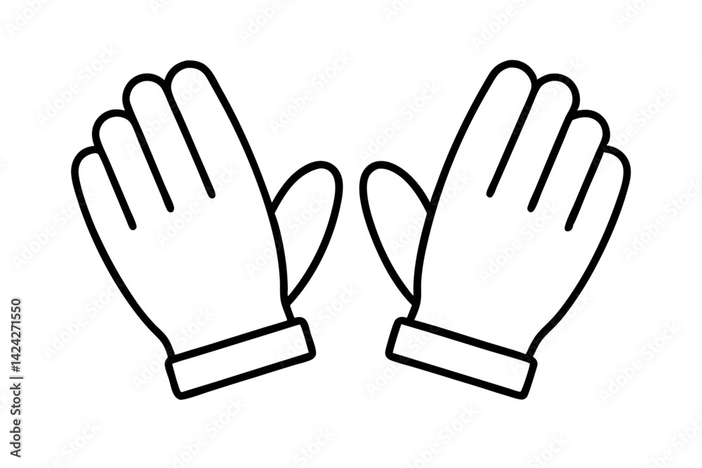 Obraz premium Work Gloves Line Art Vector Illustration