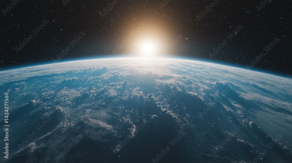 Fototapeta premium Earth rising, space view