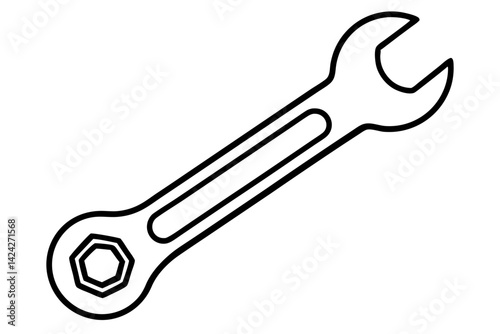 Wrench Line Art Vector Illustration