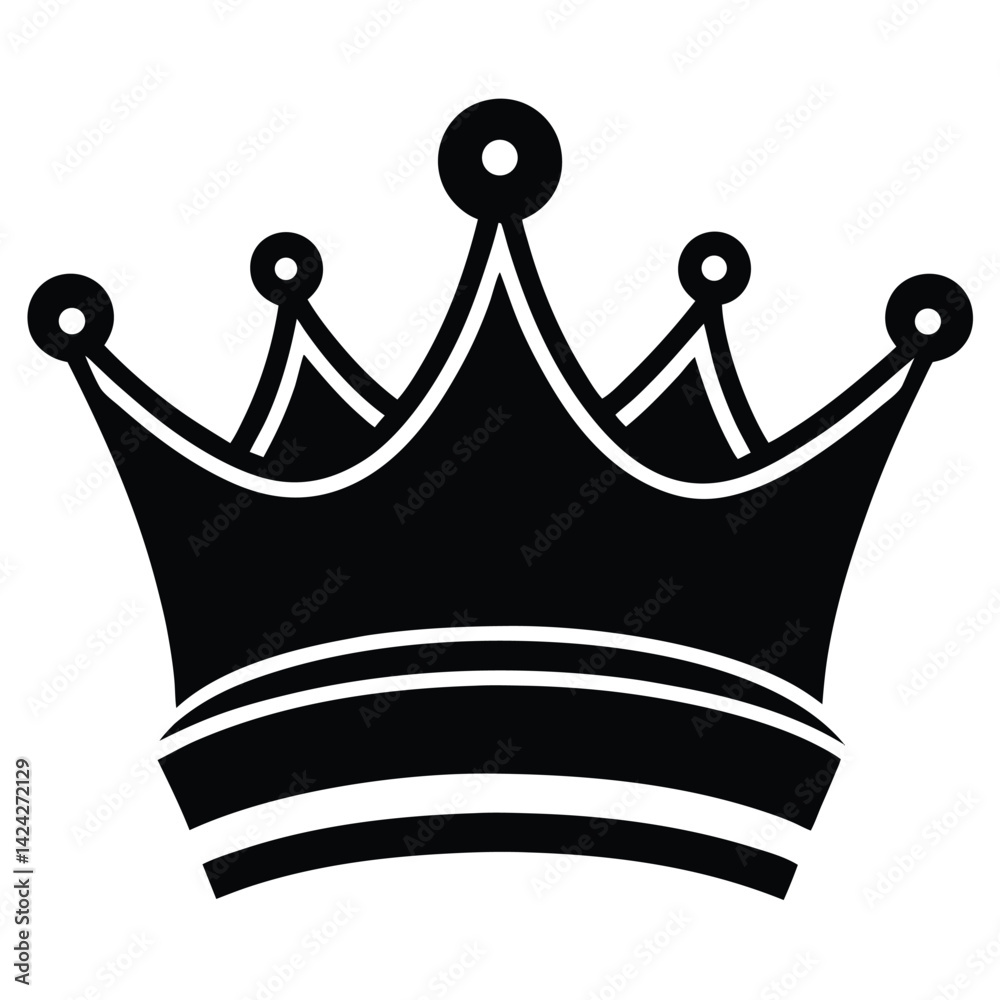 Elegant Black Crown Silhouette for Royalty-Themed Designs