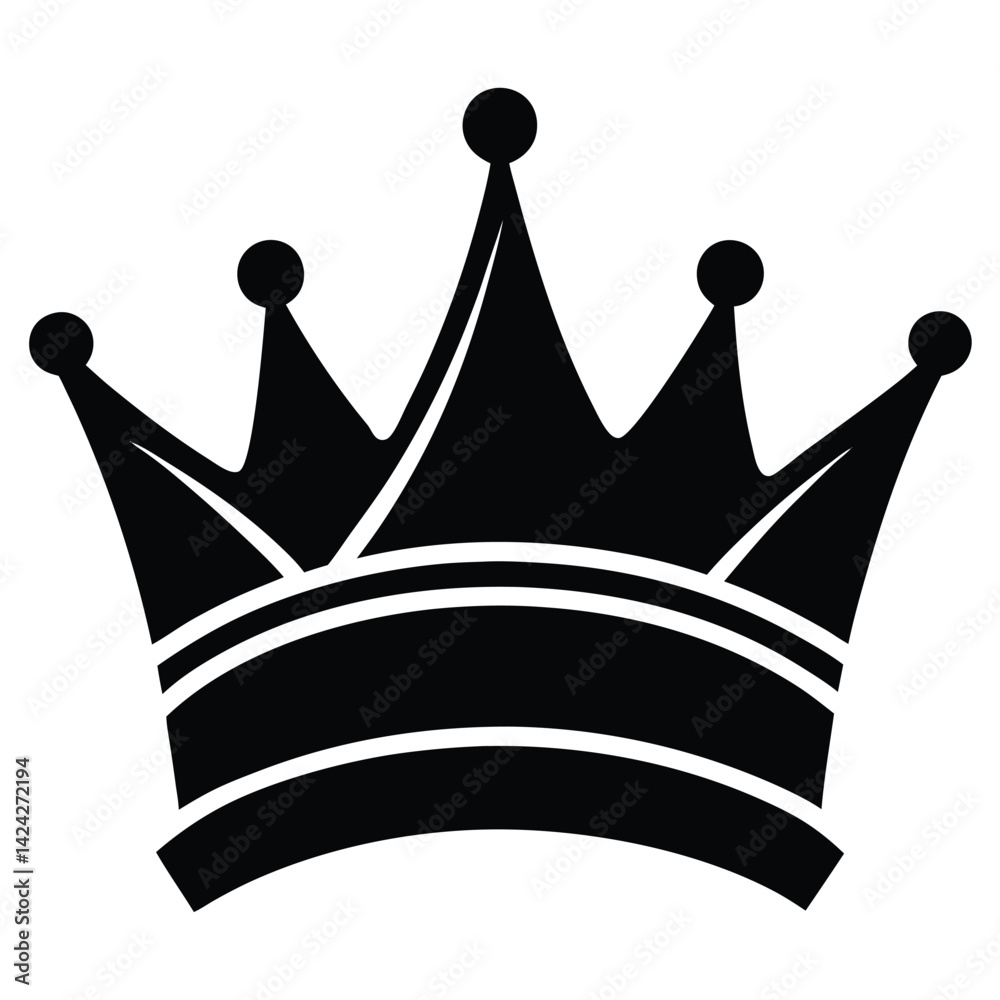 Elegant Black Crown Silhouette for Royalty-Themed Designs