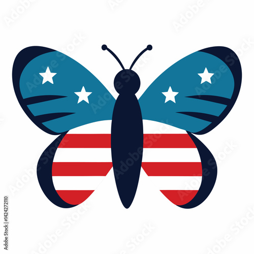 Patriotic Butterfly Design Featuring the American Flag
