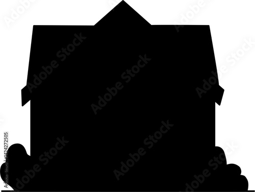 Black house silhouette vector for kids' learning, coloring, and educational activities. Perfect for worksheets, crafts, and preschool projects.