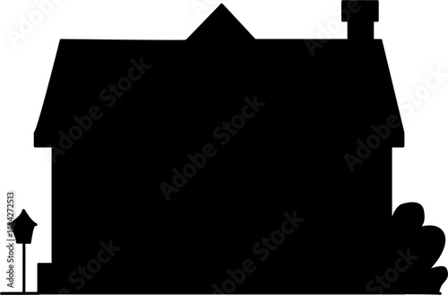 Black house silhouette vector for kids' learning, coloring, and educational activities. Perfect for worksheets, crafts, and preschool projects.