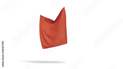 Red fabric material sheet hanging no gravity, 4k